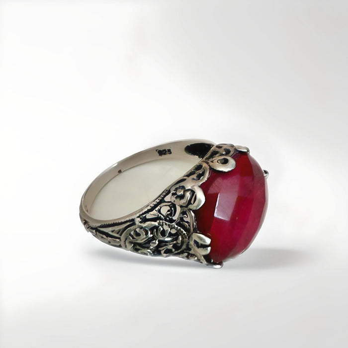 Vintage Edwardian Style Sterling Silver Ruby Ring