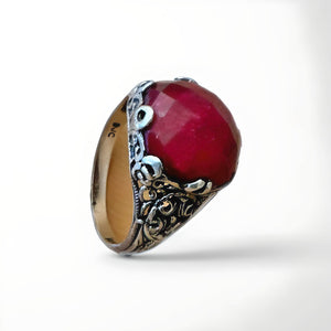 Vintage Edwardian Style Sterling Silver Ruby Ring