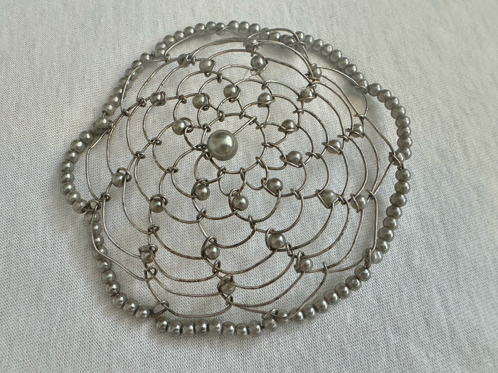 Beautiful Beaded Kippah with Silver Pearls